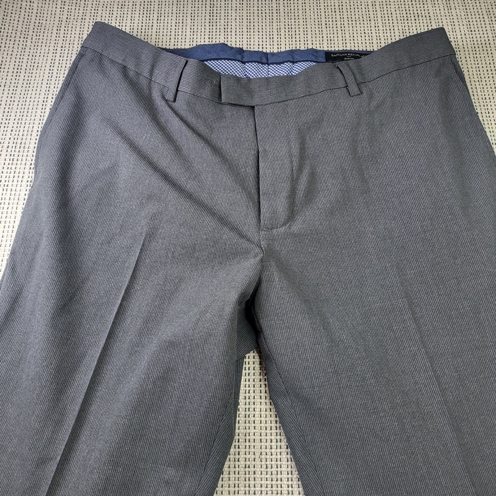 Banana Republic Dress Pants Mens 34x32 Grey Slim Fit Micro Stripe Flat Front